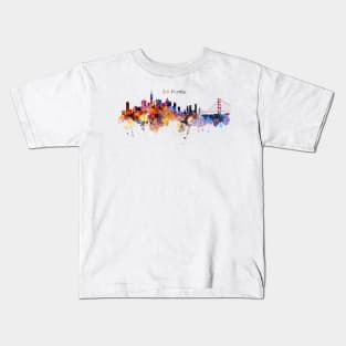 San Francisco watercolor skyline Kids T-Shirt